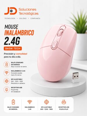 Mouse Inalámbrico Basik Tech Rosado